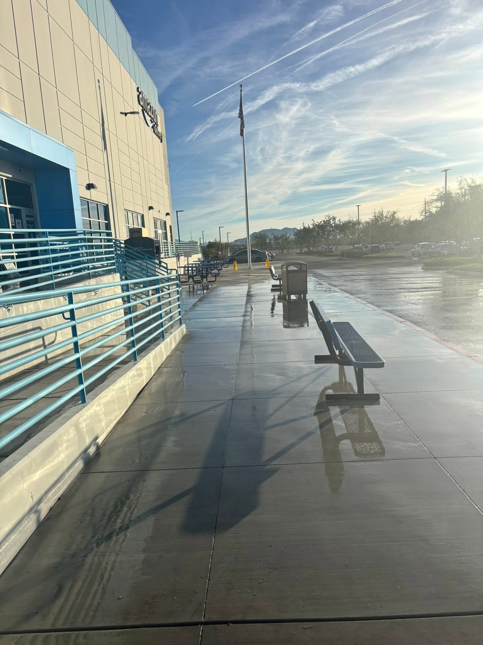 Freshly washed facility walkway